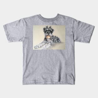 Miniature Schnauzer with ball Kids T-Shirt